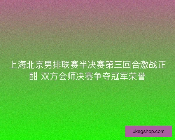 上海北京男排联赛半决赛第三回合激战正酣 双方会师决赛争夺冠军荣誉
