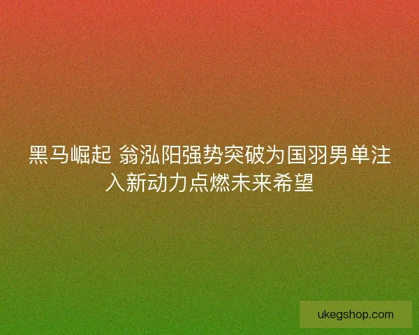 黑马崛起 翁泓阳强势突破为国羽男单注入新动力点燃未来希望